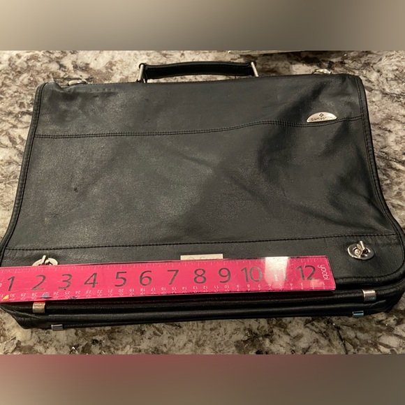 High End Black Leather SUN Microsystems Employee Briefcase Laptop Bag NICE - Picture 9 of 12